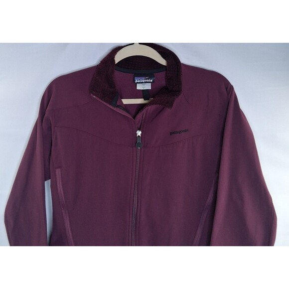 Women's Patagonia Adze Maroon Purple Gray Fleece Lined Soft Shell Jacket Sz M - Picture 2 of 16